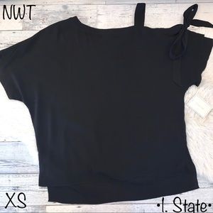 NWT 1. State Black The Artist Tie Sleeve Top, XS